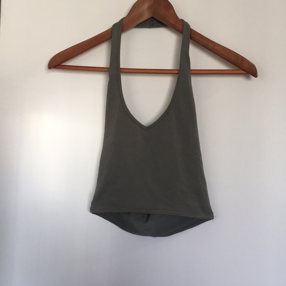 Express Green Halter Crop Top Size XS
